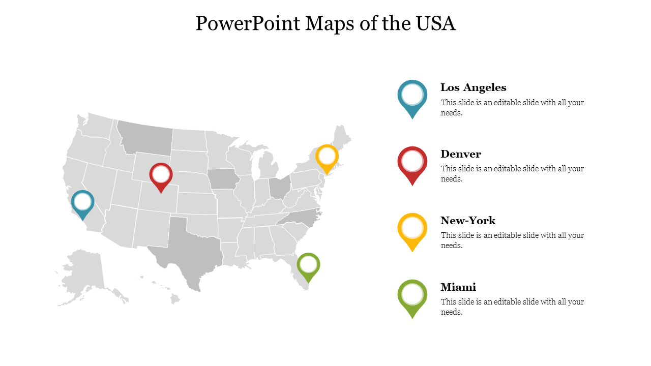 Best Editable PowerPoint Maps of the USA PPT Template